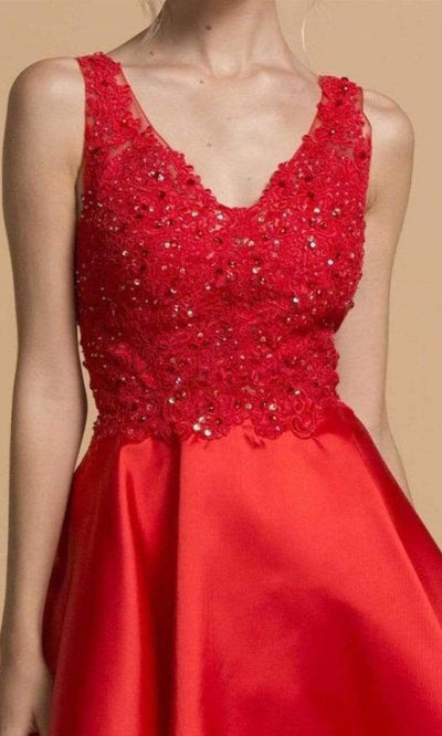 Aspeed Design - S2108 Jeweled Lace Scoop Back Dress Homecoming Dresses