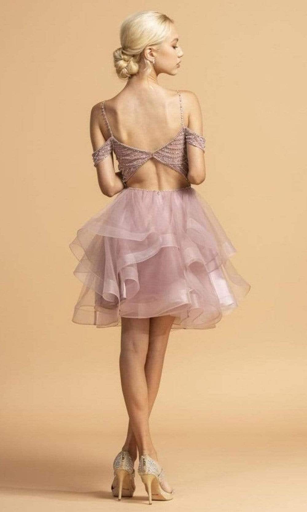 Aspeed Design - S2118 Scallop Motif Cold Shoulder Dress Special Occasion Dress