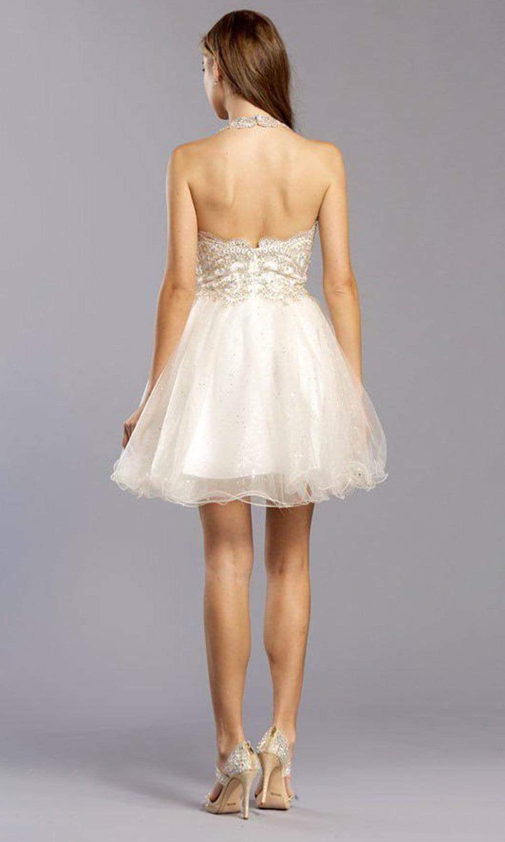 Aspeed Design - S2282 Scalloped Sheer Halter Short Dress Special Occasion Dress