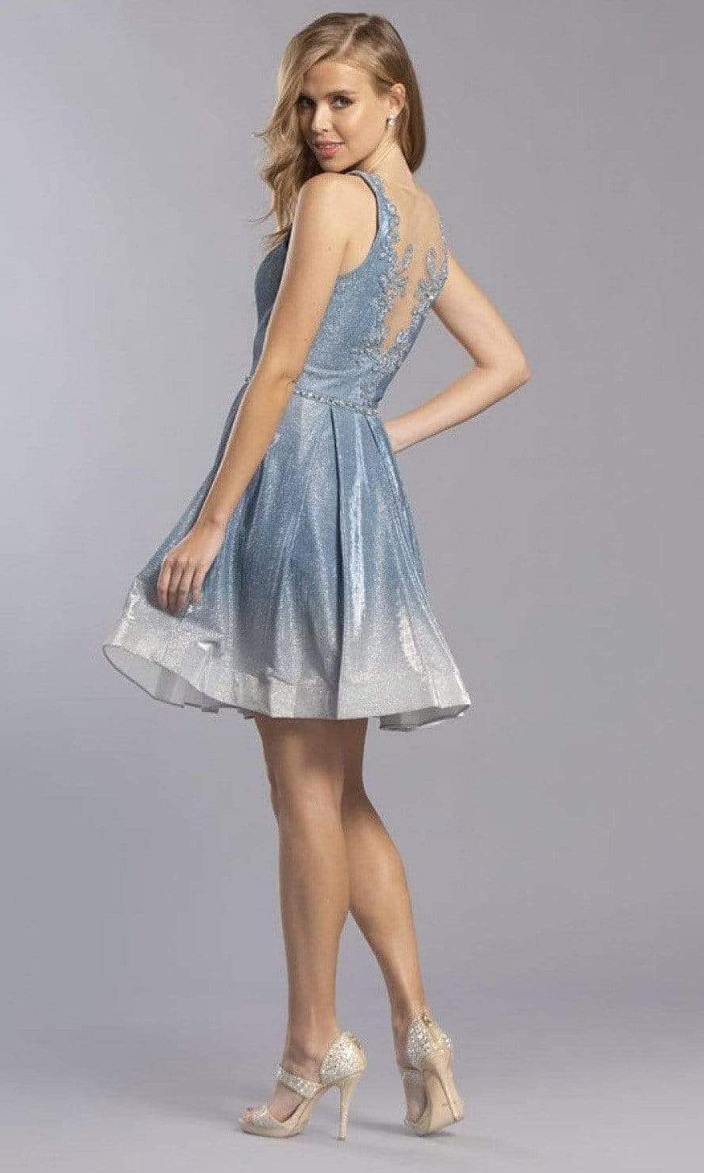 Aspeed Design - S2290 Ombre Glittered Short Dress Homecoming Dresses