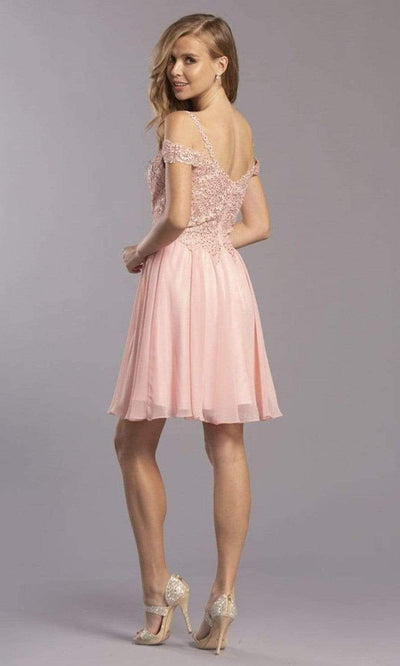 Aspeed Design - S2305 Cold Shoulder Embroidered Short Dress Homecoming Dresses