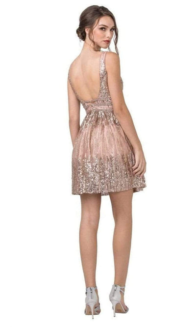 Aspeed Design - S2344 Shimmer Sequins Open Back Dress Cocktail Dresses