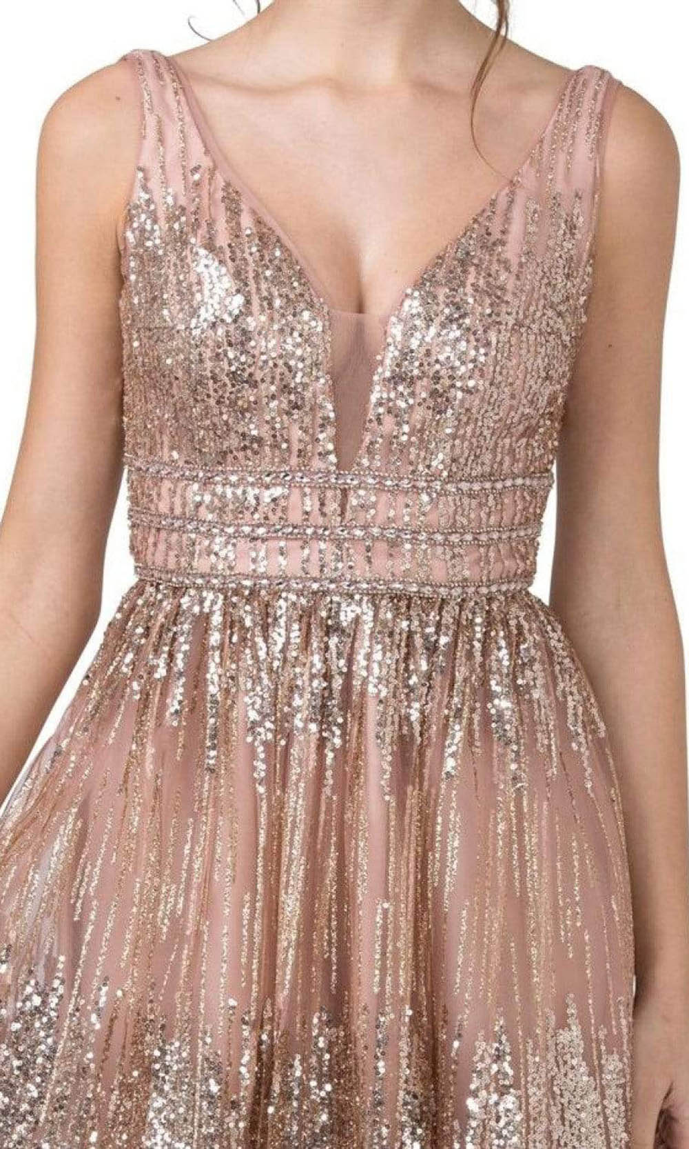 Aspeed Design - S2344 Shimmer Sequins Open Back Dress Cocktail Dresses