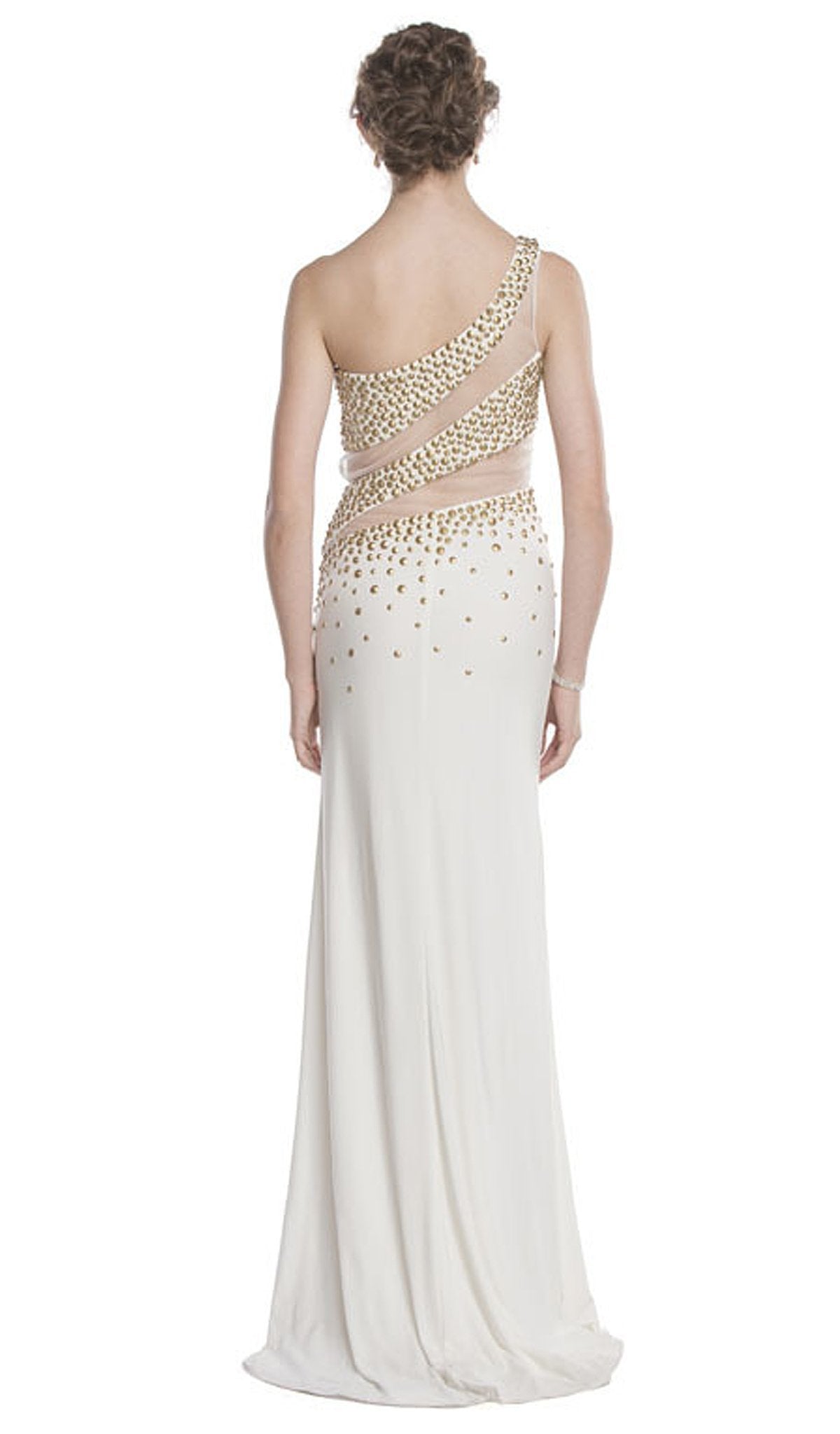 Asymmetrical Embellished Sheer Evening Dress Dress