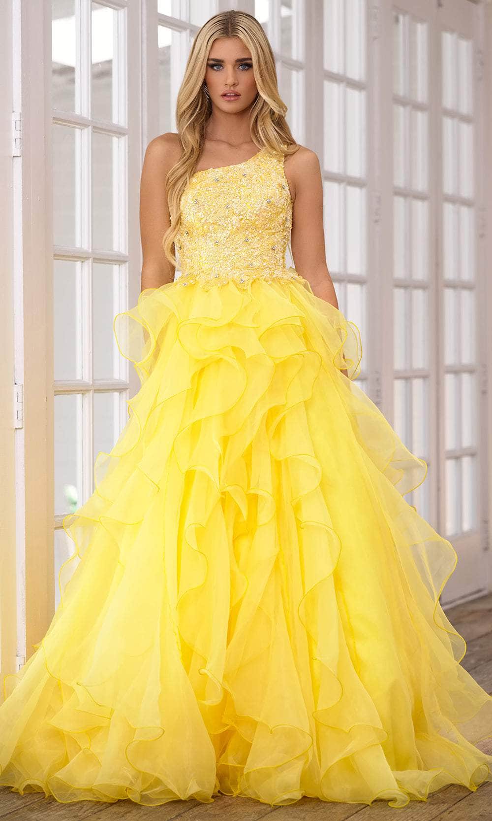 Ava Presley 28576 - One-Sleeve Ballgown Special Occasion Dresse 00 /  Yellow