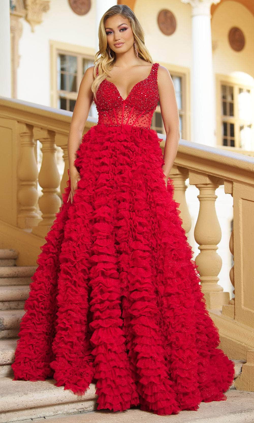 Ava Presley 28584 - Sleeveless Ballgown Special Occasion Dresse 00 /  Red