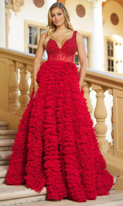 Ava Presley 28584 - Sleeveless Ballgown Special Occasion Dresse 00 /  Red
