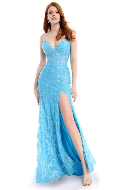 Ava Presley 36004 - Corset Sequin Prom Dress Special Occasion Dresse 00 /  Neon Turquoise