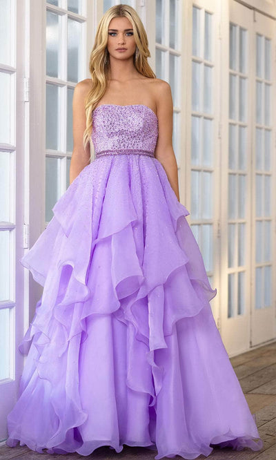 Ava Presley 39561 - Strapless Ruffled Ballgown Special Occasion Dresse 00 /  Lilac