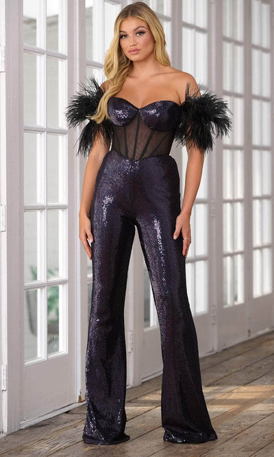 Ava Presley 39577 - Illusion Corset Jumpsuit Special Occasion Dresse 00 /  Black