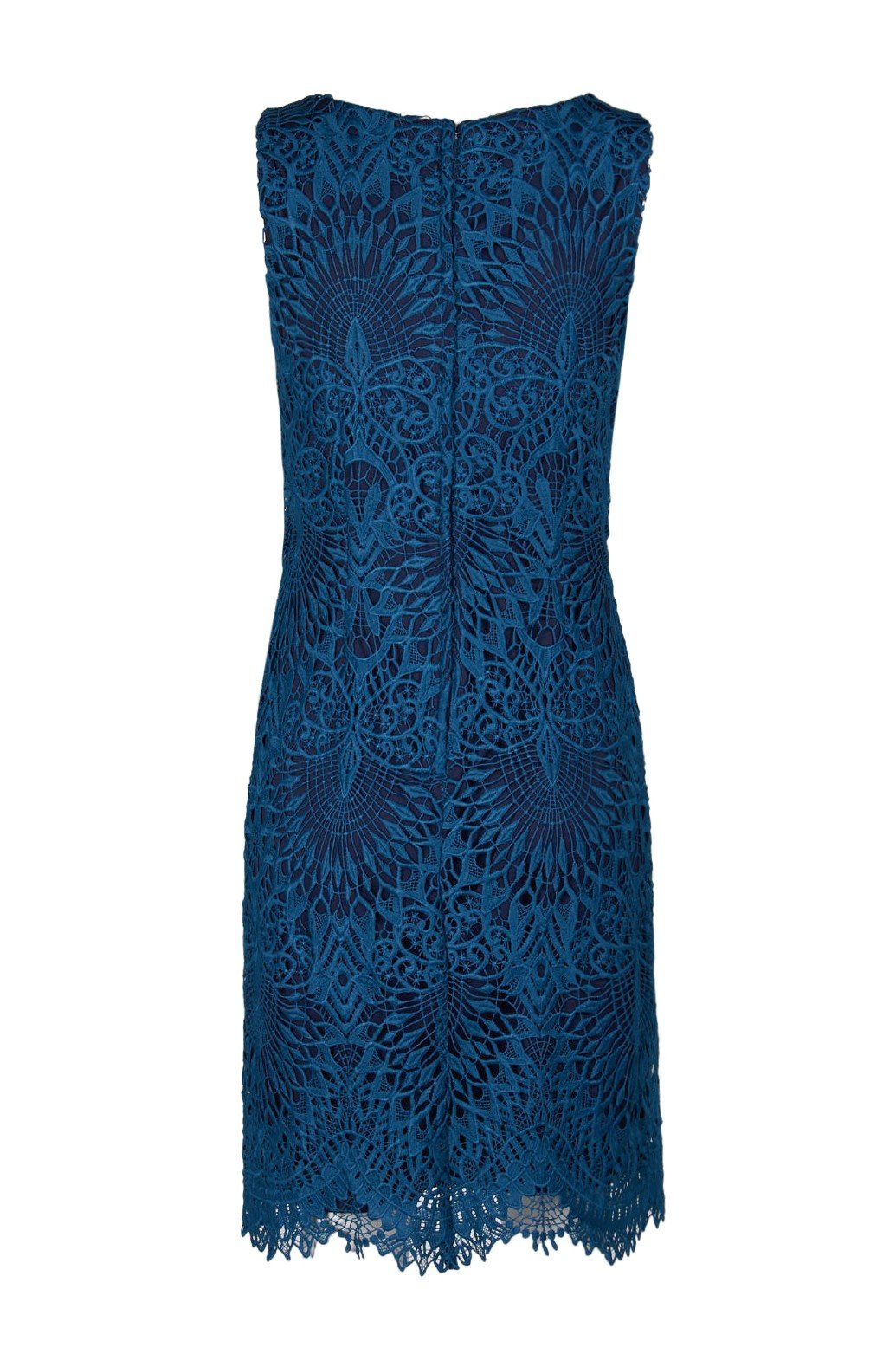 Chetta B - B1716898 Crochet Lace Sheath Cocktail Dress In Green and Blue