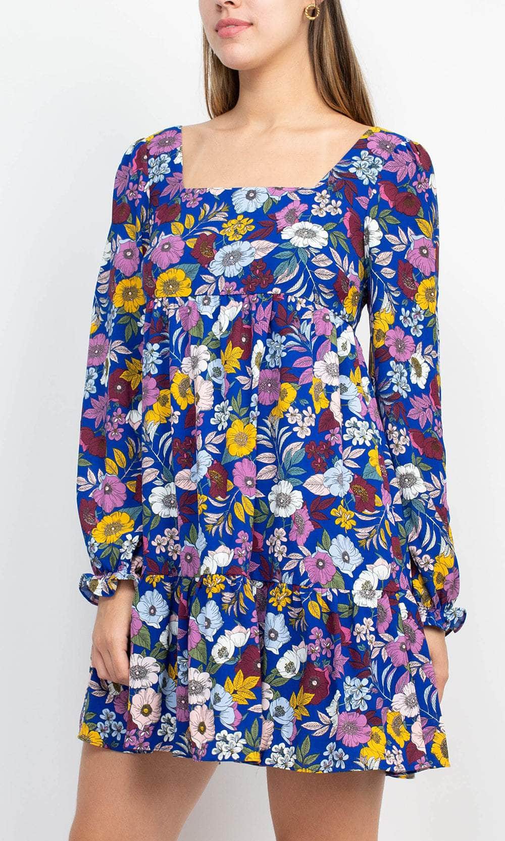 BCBG Generation GU07D22 - Square Neck Floral Casual Dress Cocktail Dresses