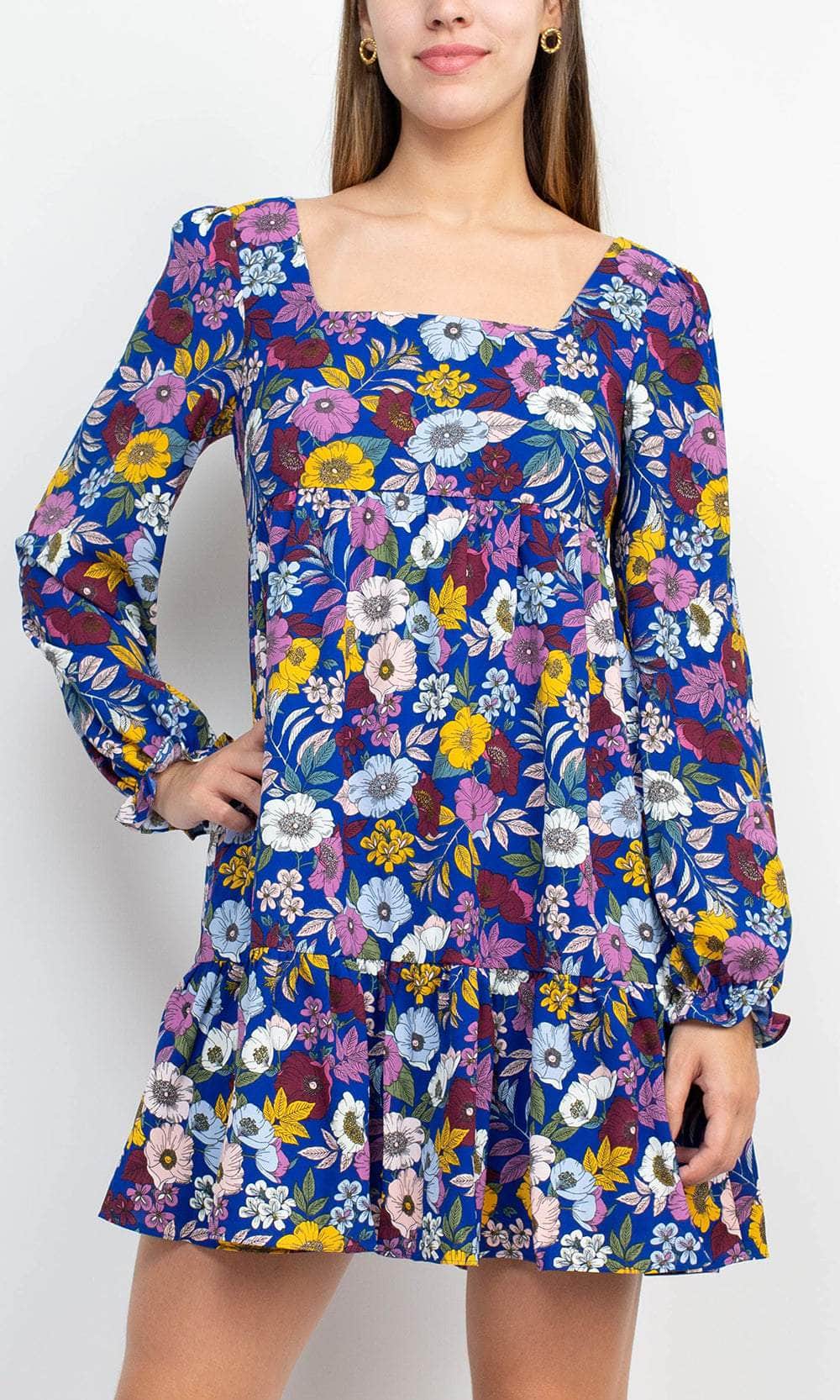 BCBG Generation GU07D22 - Square Neck Floral Casual Dress Cocktail Dresses