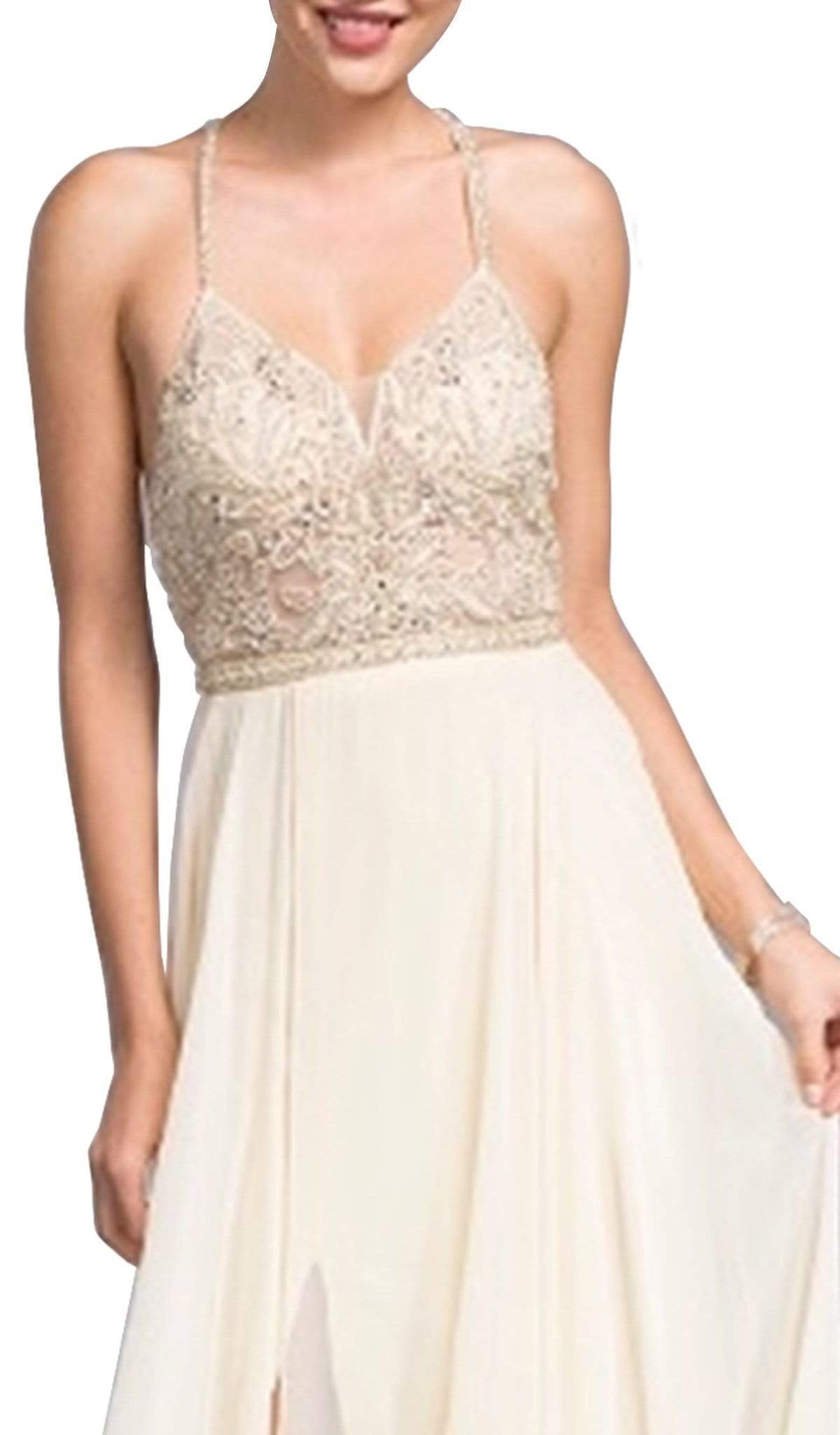 Beaded Halter V-neck Prom A-line Dress Dress