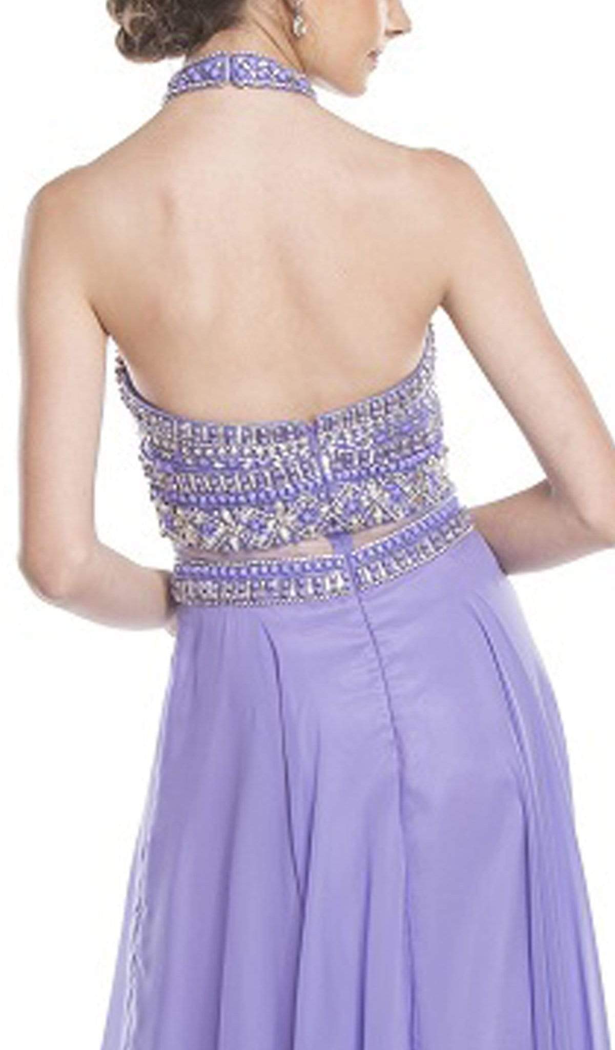 Beaded High Halter A-Line Evening Dress Dress