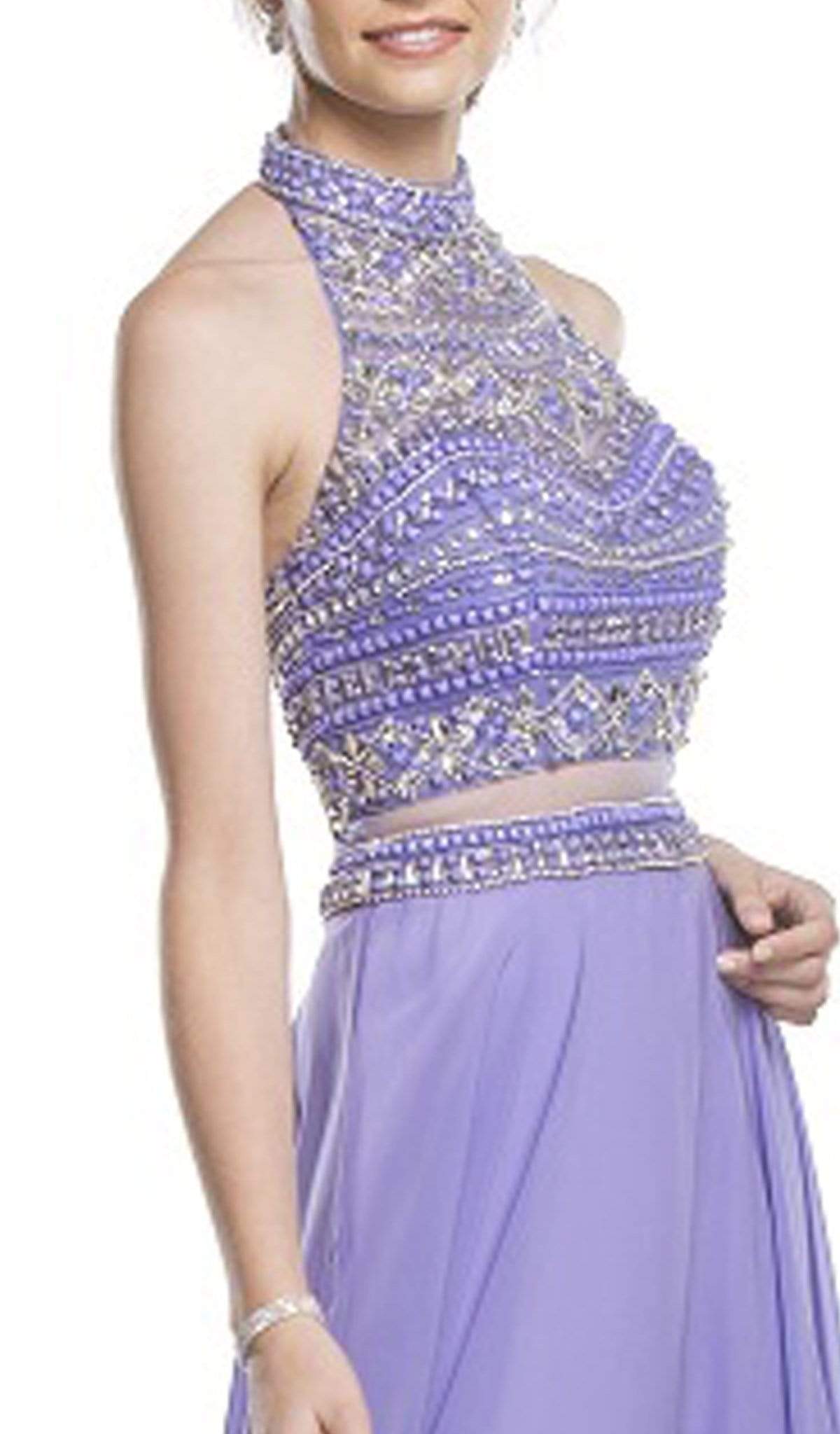 Beaded High Halter A-Line Evening Dress Dress