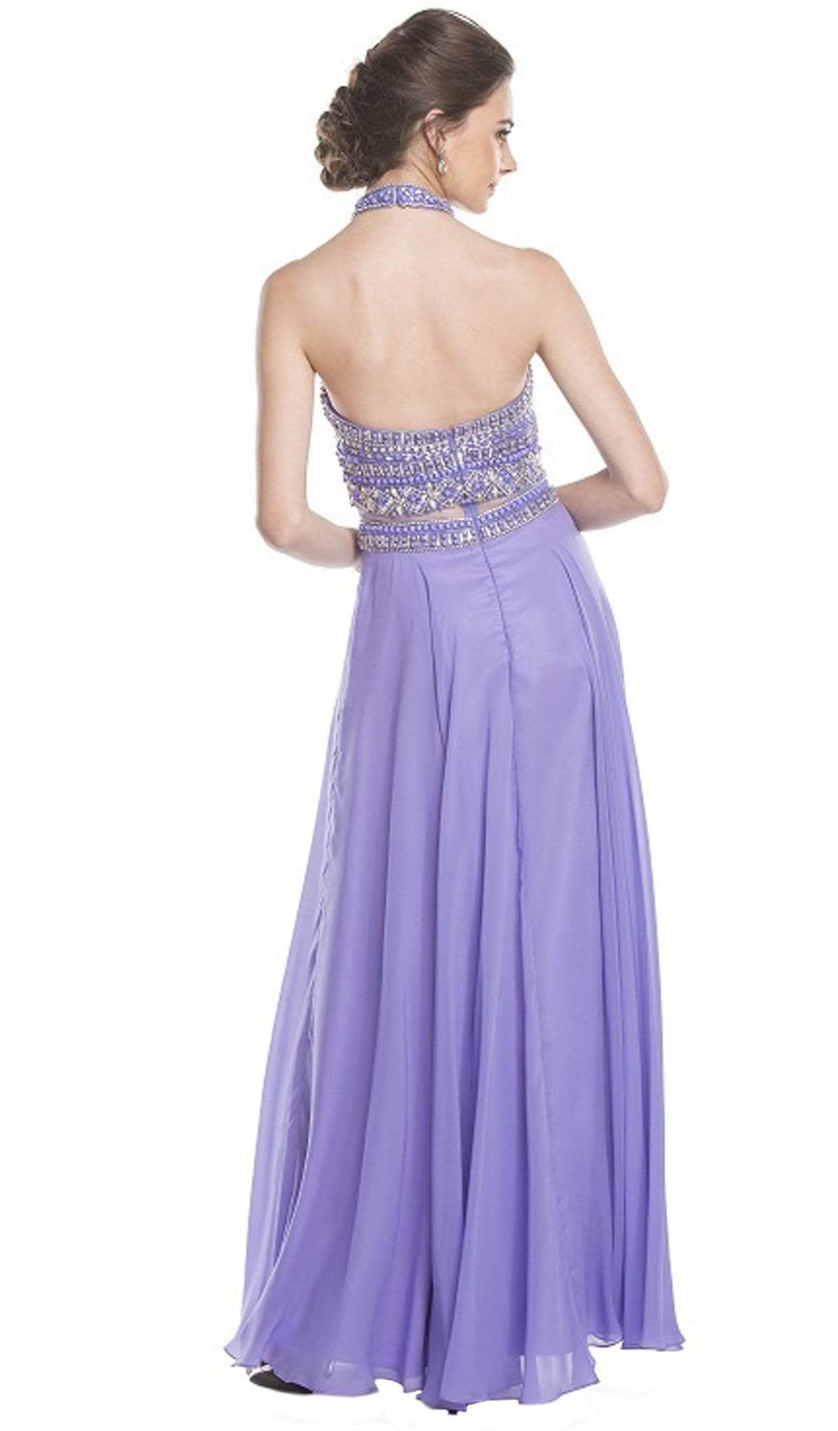 Beaded High Halter A-Line Evening Dress Dress