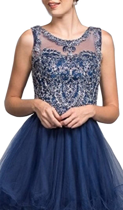 Beaded Illusion Jewel Homecoming A-line Dress Dress