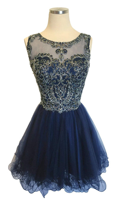 Beaded Illusion Jewel Homecoming A-line Dress Dress
