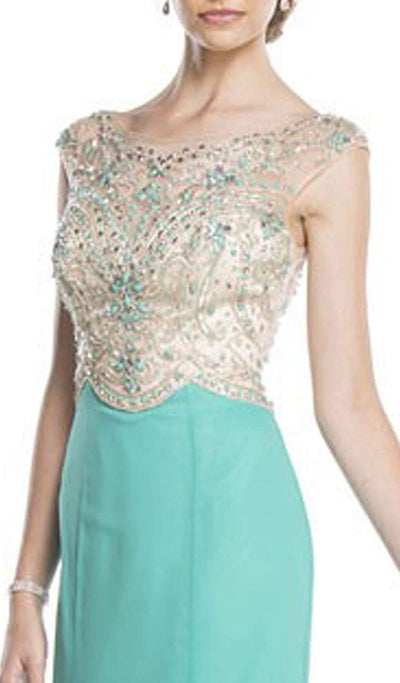 Beaded Scalloped Sheath Evening Dress Dress