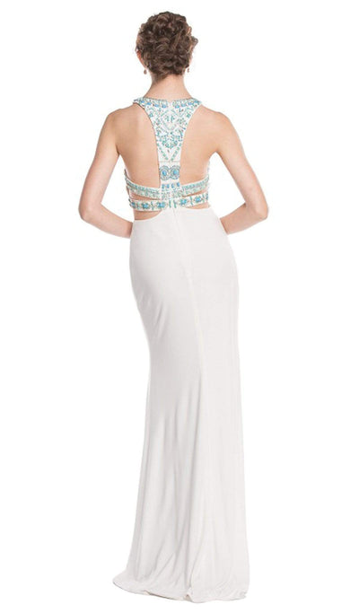 Beaded Sheath Evening Dress with Slit Prom Dresses