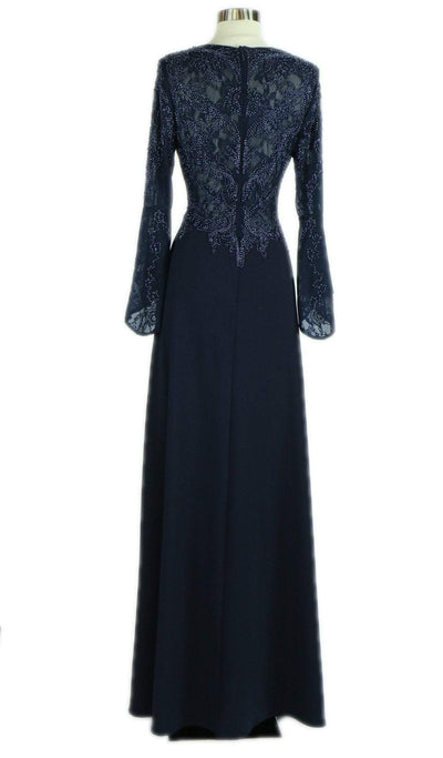 Beaded Trumpet Sleeve Vneck A-line Evening Dress Evening Dresses
