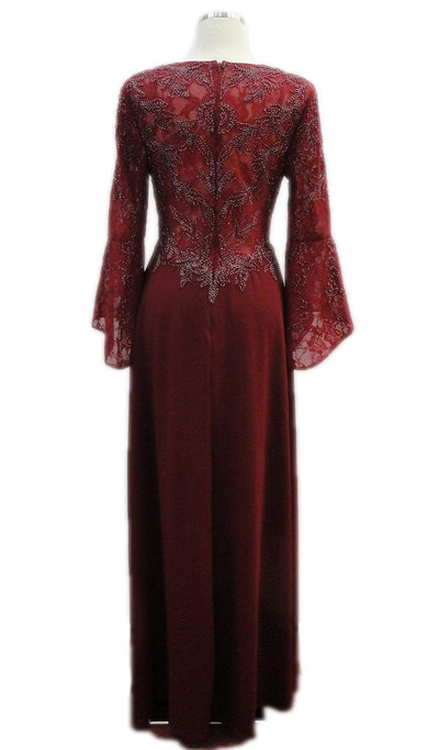 Beaded Trumpet Sleeve Vneck A-line Evening Dress Evening Dresses