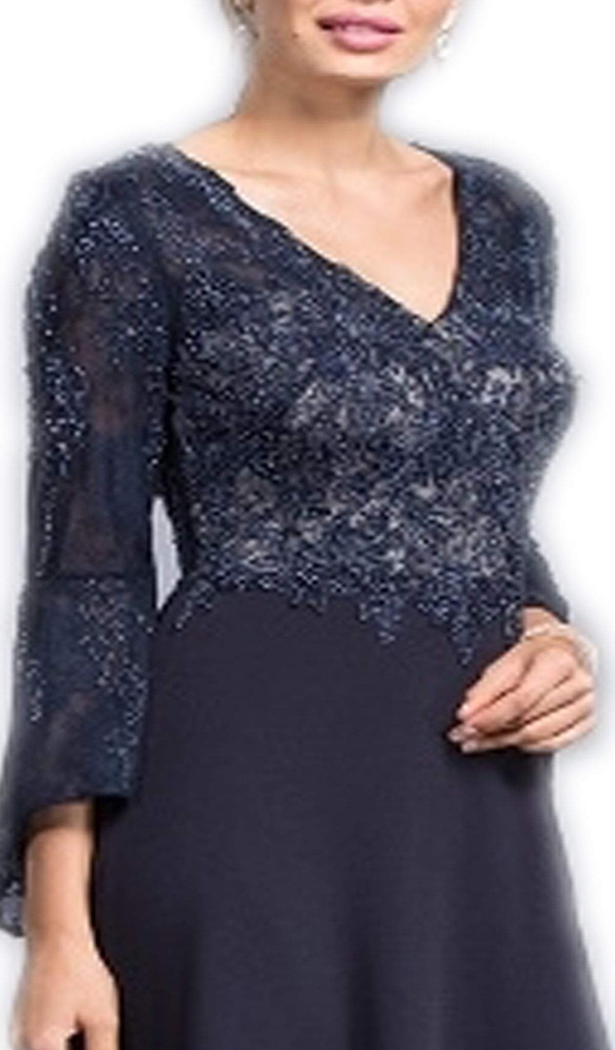 Beaded Trumpet Sleeve Vneck A-line Evening Dress Evening Dresses
