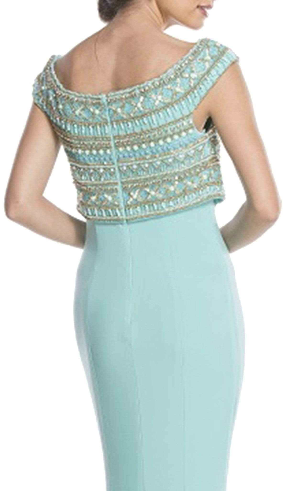 Bedazzled Bateau Neck Fitted Prom Dress Dress