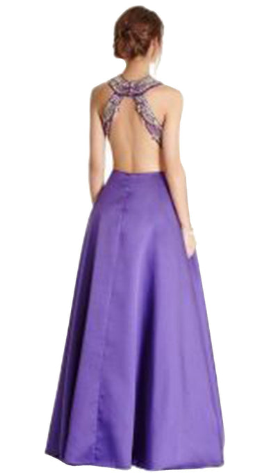 Bedazzled Halter Neck Evening Ballgown Dress