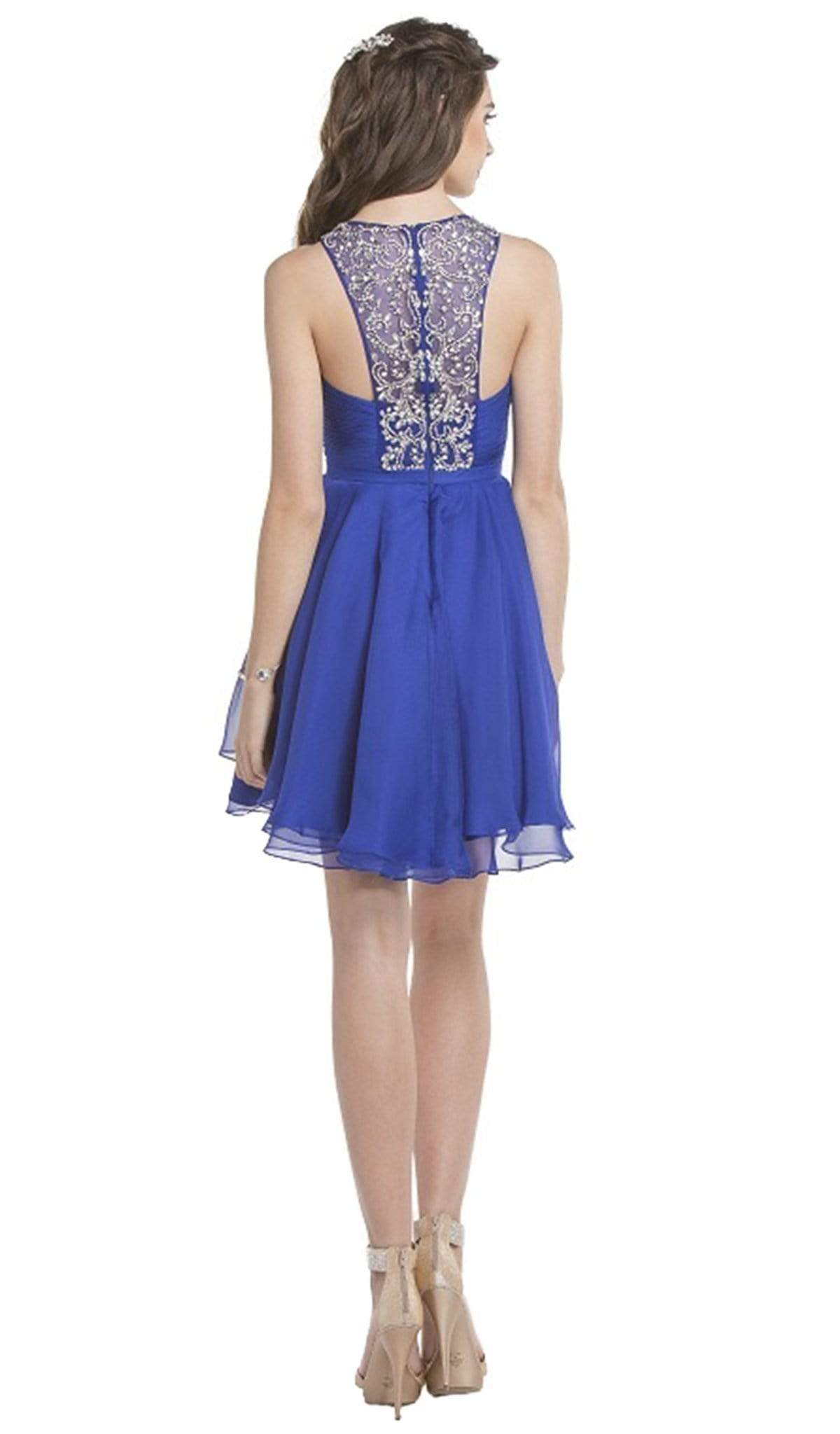 Bedazzled Halter Neck Homecoming A-line Dress Cocktail Dresses