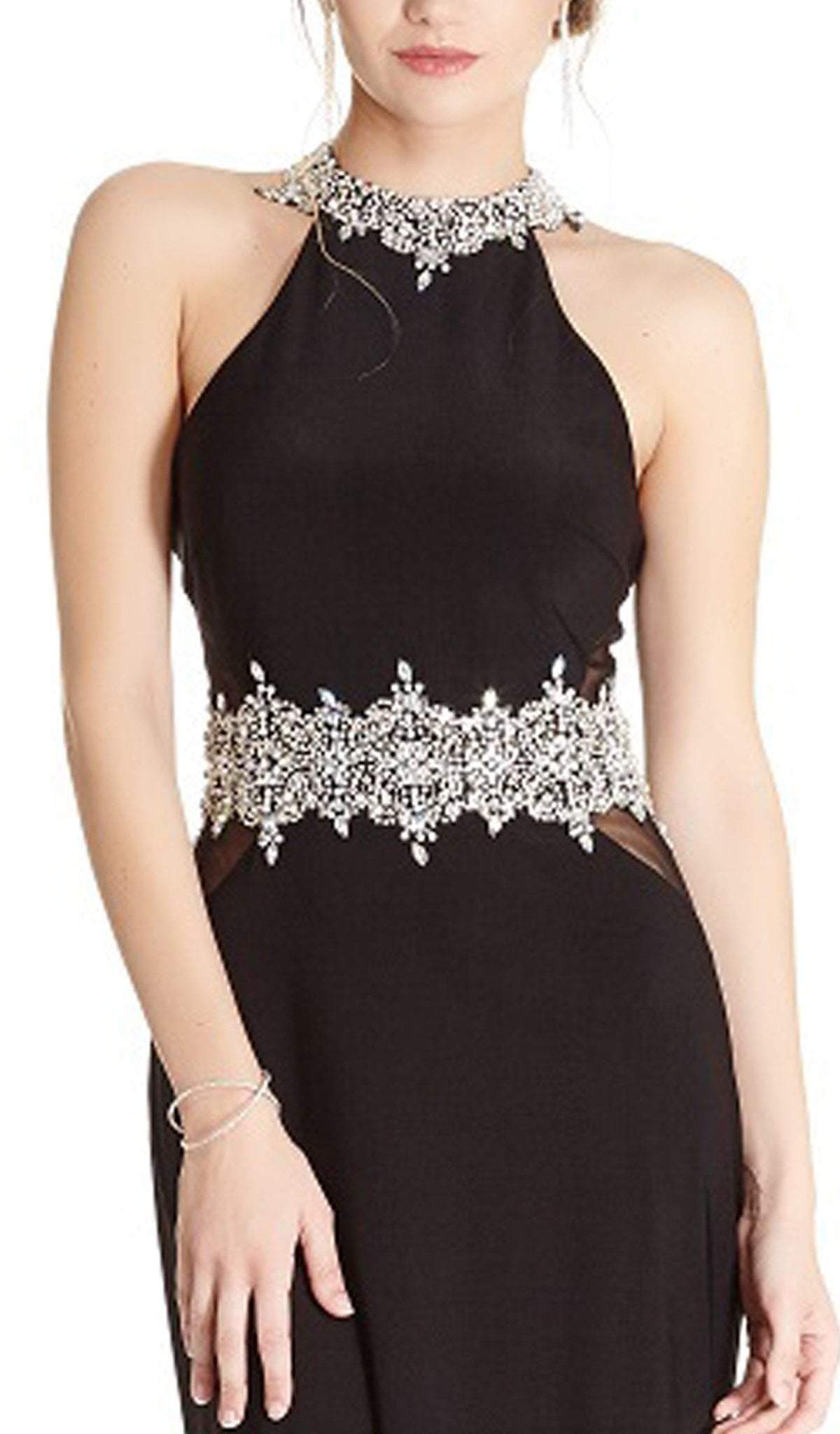 Bedazzled Halter Neck Sheath Prom Dress Dress