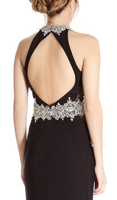 Bedazzled Halter Neck Sheath Prom Dress Dress