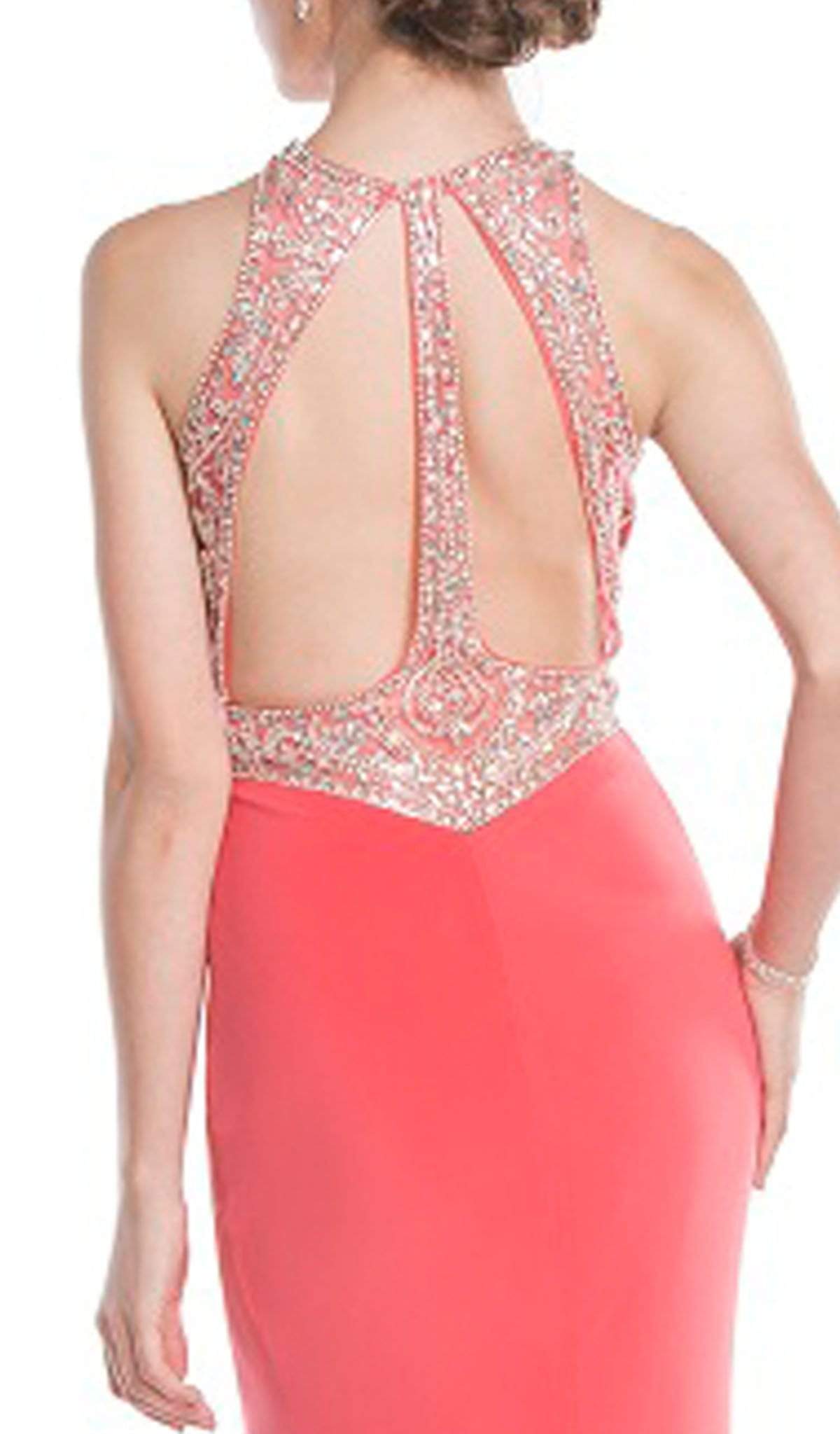 Bedazzled Halter Neckline Sheath Prom Dress Prom Dresses