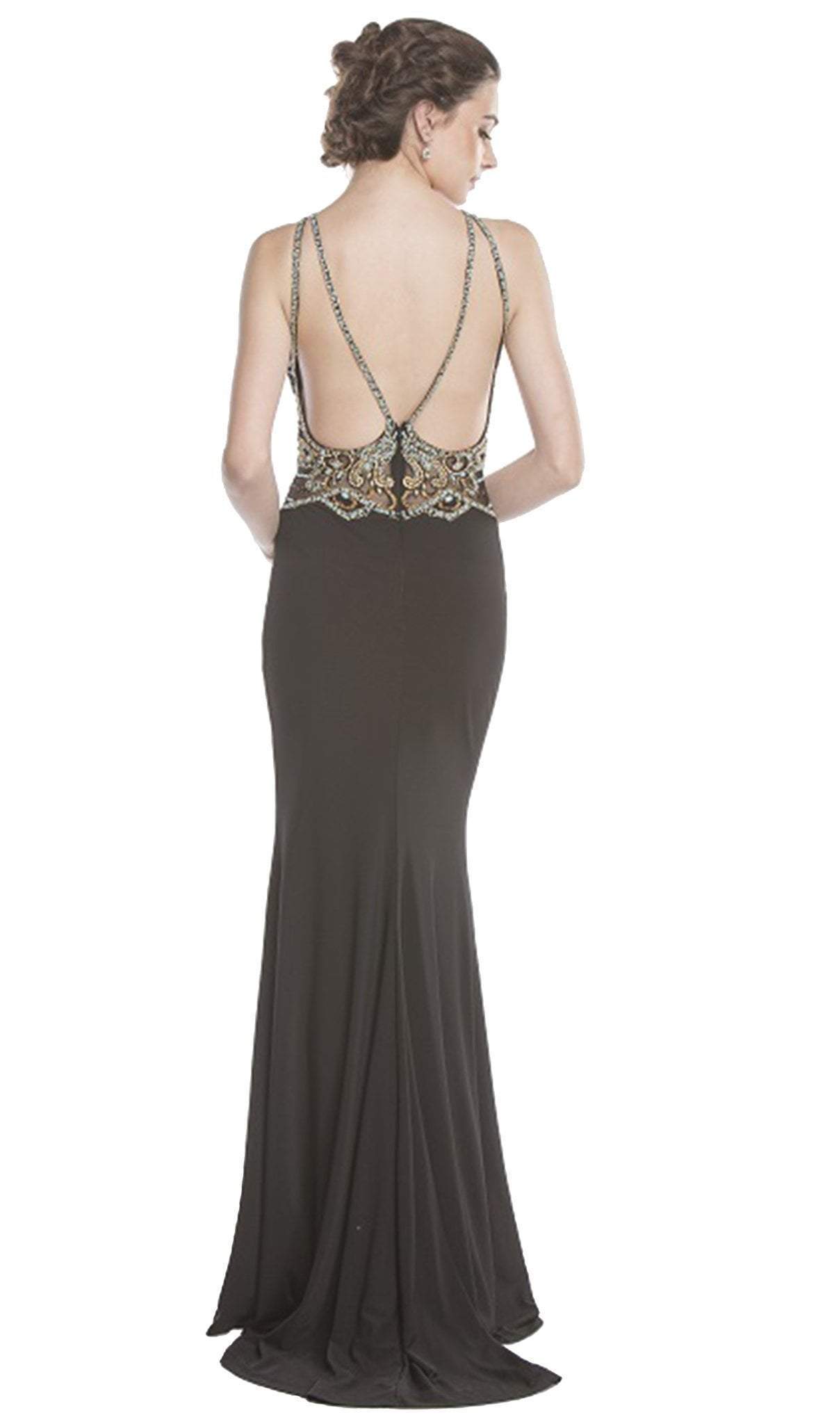 Bedazzled Illusion Halter Fitted Evening Dress Evening Dressses