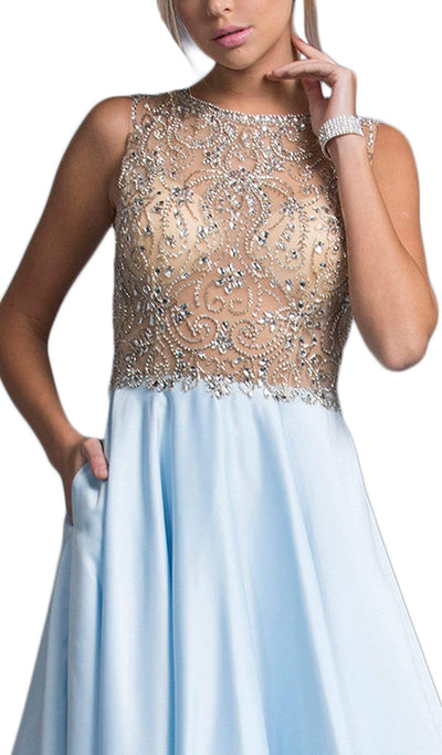 Bedazzled Illusion Jewel A-line Prom Dress Dress