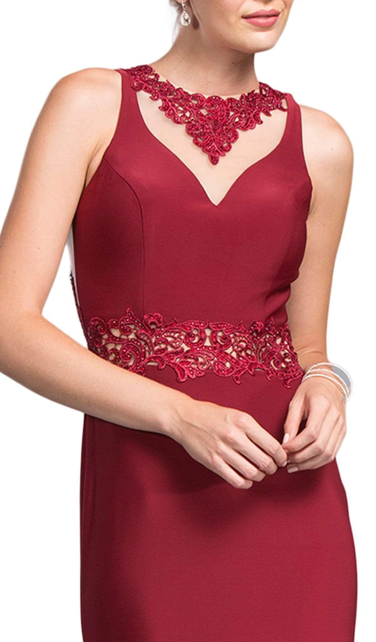 Bedazzled Jewel Neck Sheath Prom Dress Dress