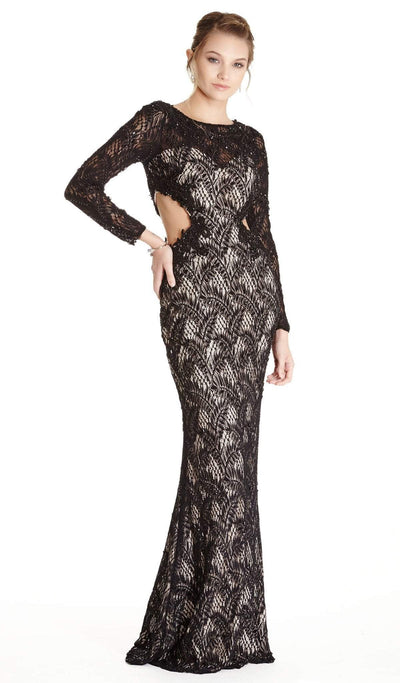 Bedazzled Long Sleeve Evening Dress Evening Dresses XXS / Black