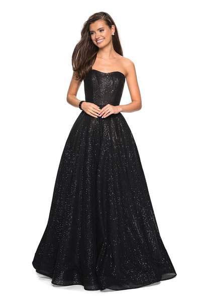 La Femme - 27467SC Strapless Sequined Ballgown In Black