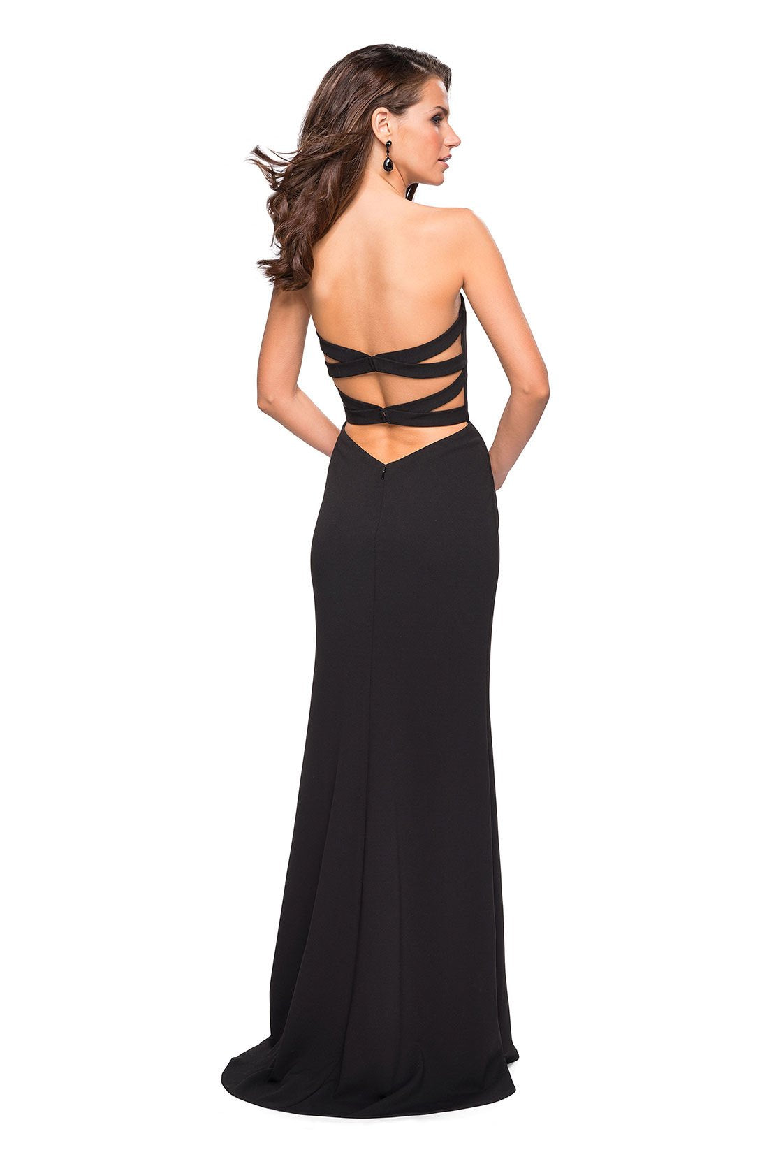 La Femme - Strapless Jersey Sheath Dress With Slit 27035 - 1 pc Black In Size 6 Available