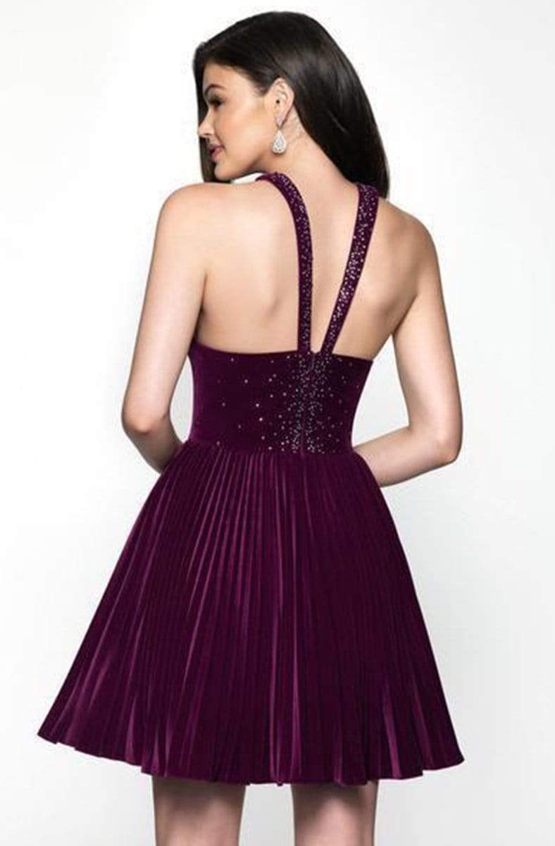 Blush - 11625 Embellished Two Piece Halter Velvet A-line Dress Special Occasion Dress