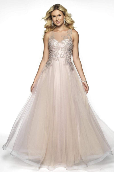 Blush by Alexia Designs - 11729 Beaded Illusion Jewel A-line Dress In Pink