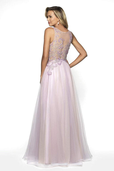 Blush by Alexia Designs - 11729 Beaded Illusion Jewel A-line Dress In Pink