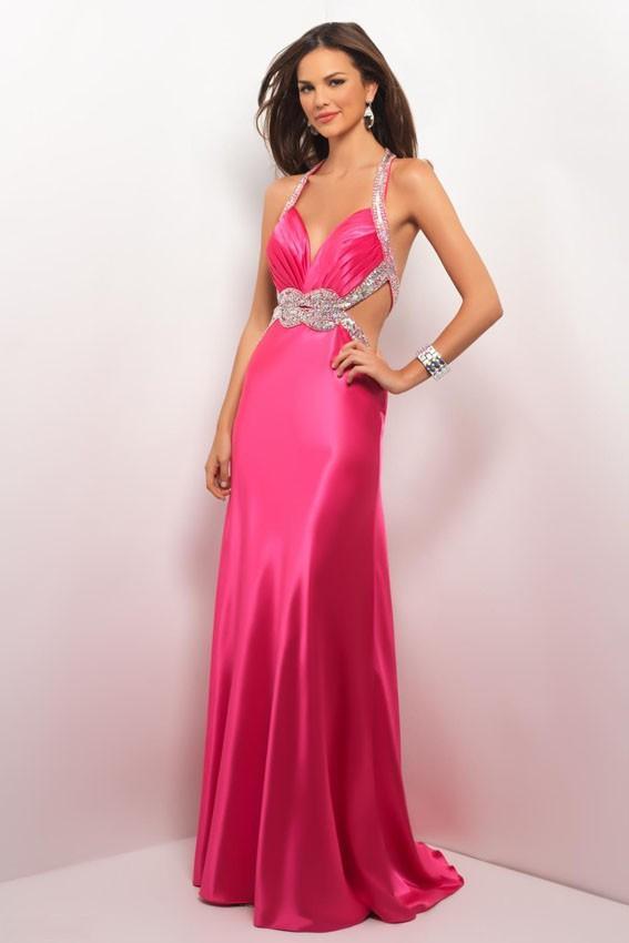 Blush - Embellished Halter Strap Neck A-line Gown 9622 in Pink