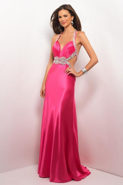 Blush - Embellished Halter Strap Neck A-line Gown 9622 in Pink