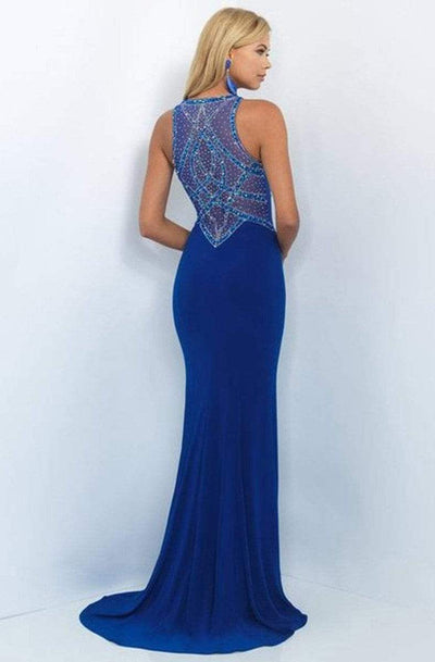 Blush - Bedazzled Jewel Neck Jersey Sheath Dress 11080 Special Occasion Dress