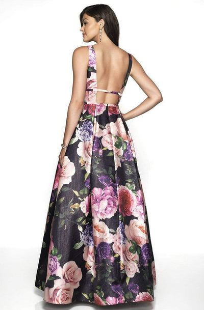 Blush by Alexia Designs - 11735 Plunging Floral Print Ballgown Special Occasion Dress