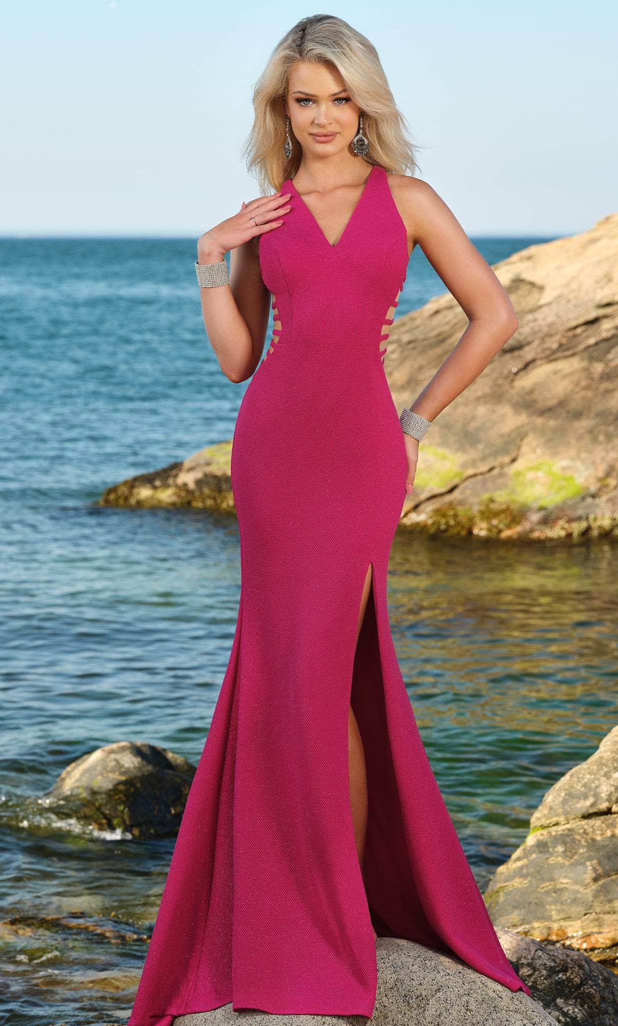 Blush by Alexia Designs 20533 - Strappy Side Cut Out Jersey Gown Evening Dresses 0 / Magenta