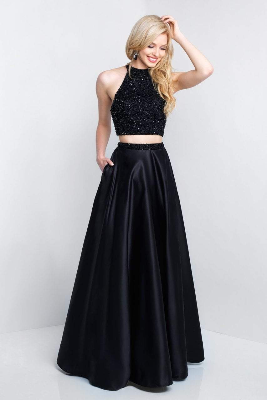 Blush by Alexia Designs - 5651 Embellished High Halter A-line Dress Special Occasion Dress 0 / Black/Black