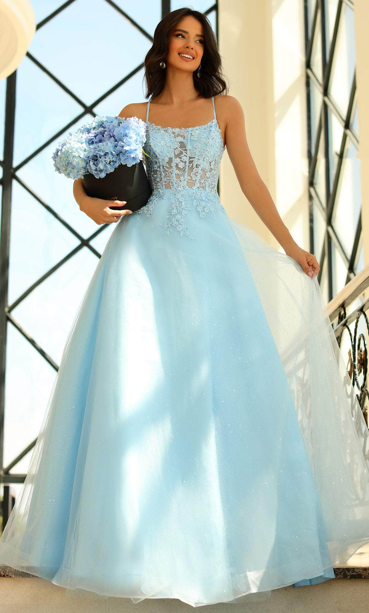 Blush by Alexia Designs 5883 - Embroidered Sleeveless Ballgown Formal Gowns 0 / Powder Blue